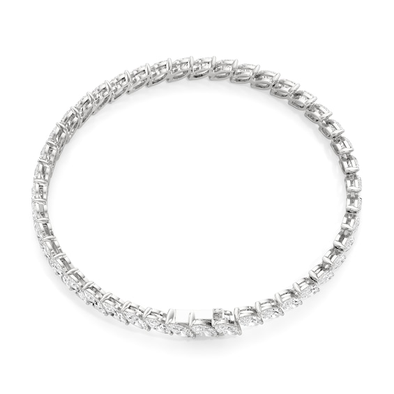 Marquise-Cut White Lab-Created Sapphire Tennis Bracelet in Sterling Silver - 7.5"