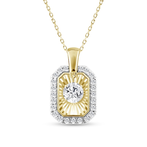 3/4 CT. T.w. Certified Lab-Grown Diamond Dangle Sunburst Octagon Pendant in 10K Gold (F/Vs2)