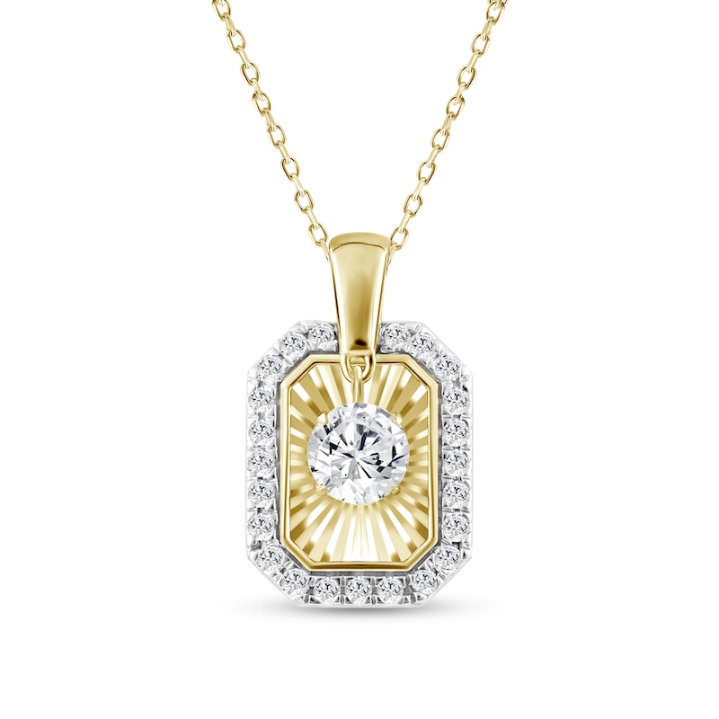 Main Image 1 of 3/4 CT. T.W. Certified Lab-Grown Diamond Dangle Sunburst Octagon Pendant in 10K Gold (F/VS2)