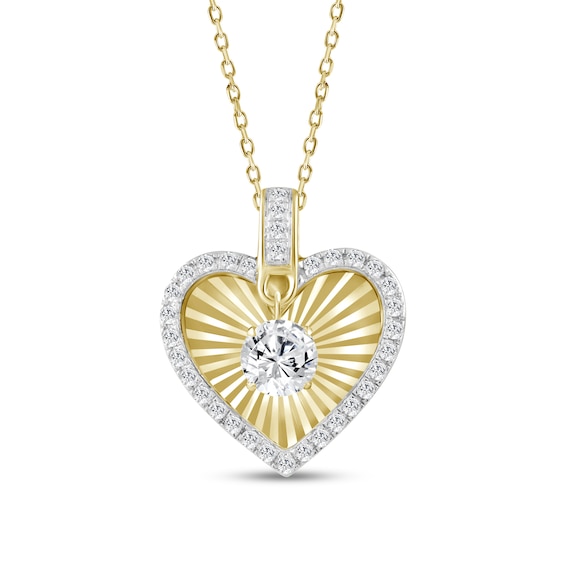 3/4 CT. T.w. Certified Lab-Grown Diamond Dangle Sunburst Heart Pendant in 10K Gold (F/Vs2)