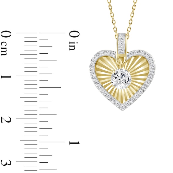 3/4 CT. T.w. Certified Lab-Grown Diamond Dangle Sunburst Heart Pendant in 10K Gold (F/Vs2)