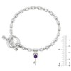 Thumbnail Image 3 of 4.0mm Heart-Shaped Amethyst and White Lab-Created Sapphire Key Charm Toggle Bracelet in Sterling Silver - 7.5"