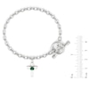 Thumbnail Image 3 of 4.0mm Lab-Created Emerald Cross Charm Toggle Bracelet in Sterling Silver - 7.5"