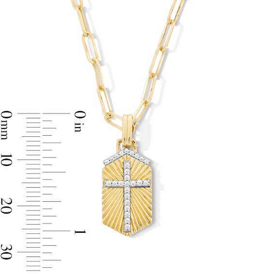 1/6 CT. T.w. Certified Lab-Grown Diamond Cross Shield Medallion Pendant in Sterling Silver with 14K Gold Plate