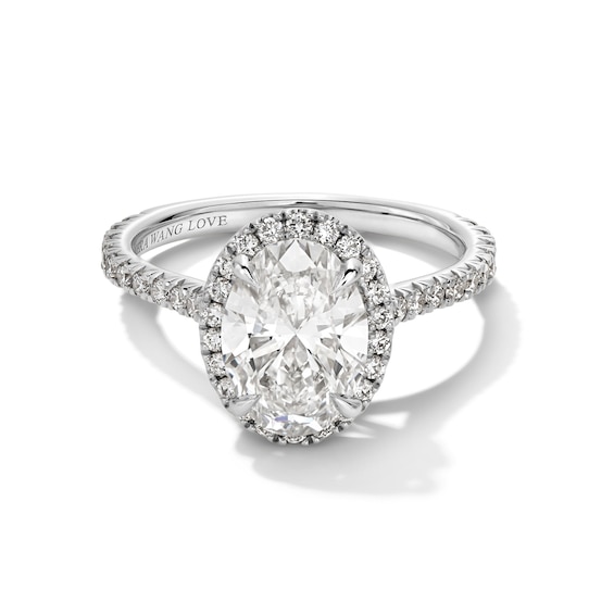 Vera Wang Love Collection 2 CT. T.w. Oval Certified Lab-Grown Diamond Frame Engagement Ring in 14K White Gold