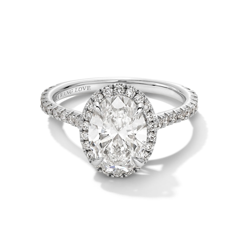 Main Image 1 of Vera Wang Love Collection 2 CT. T.W. Oval Certified Lab-Grown Diamond Frame Engagement Ring in 14K White Gold
