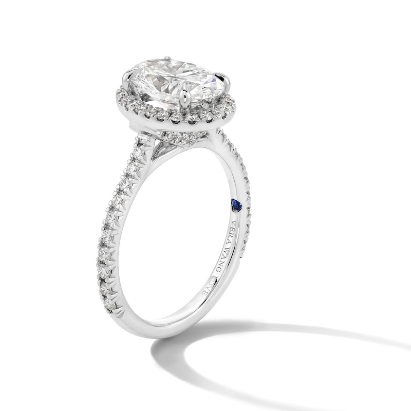Main Image 2 of Vera Wang Love Collection 2 CT. T.W. Oval Certified Lab-Grown Diamond Frame Engagement Ring in 14K White Gold