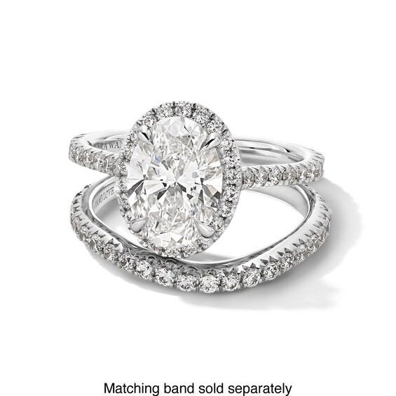Vera Wang Love Collection 2 CT. T.w. Oval Certified Lab-Grown Diamond Frame Engagement Ring in 14K White Gold