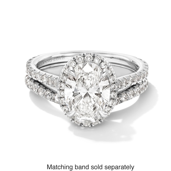 Vera Wang Love Collection 2 CT. T.w. Oval Certified Lab-Grown Diamond Frame Engagement Ring in 14K White Gold