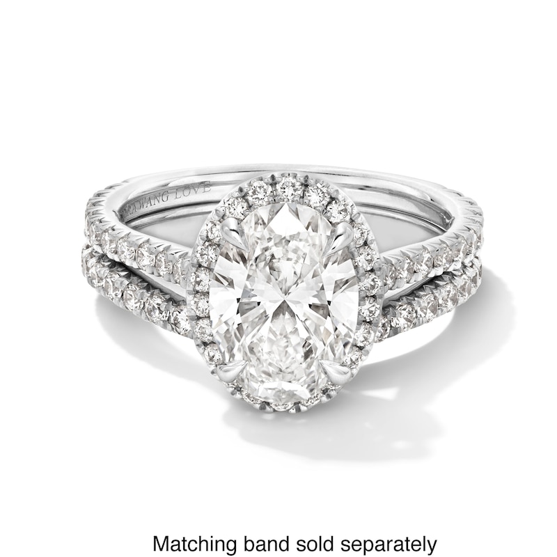 Main Image 4 of Vera Wang Love Collection 2 CT. T.W. Oval Certified Lab-Grown Diamond Frame Engagement Ring in 14K White Gold