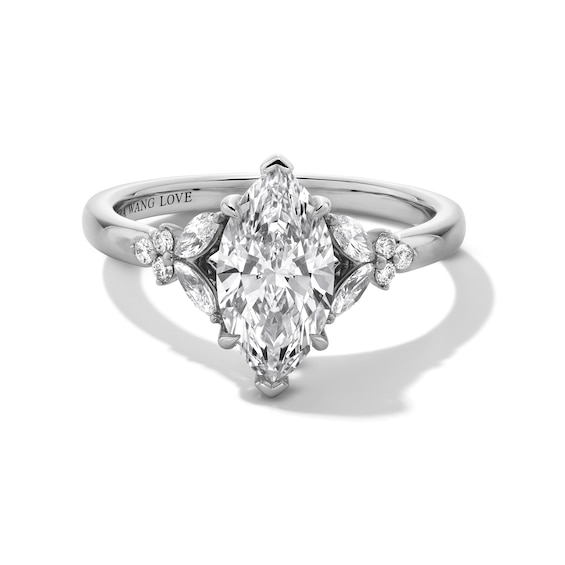 Vera Wang Love Collection 1-7/8 CT. T.w. Marquise Certified Lab-Grown Diamond Floral Engagement Ring in 14K White Gold