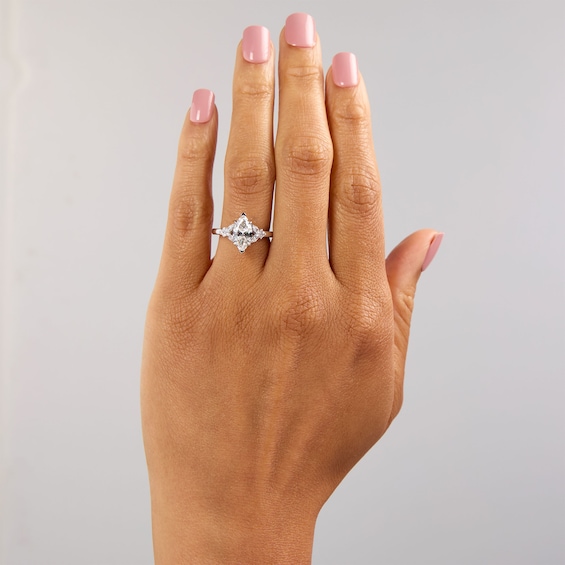 Vera Wang Love Collection 1-7/8 CT. T.w. Marquise Certified Lab-Grown Diamond Floral Engagement Ring in 14K White Gold
