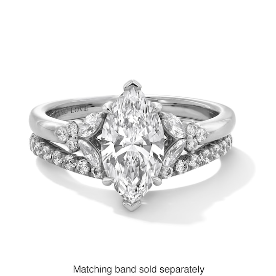 Vera Wang Love Collection 1-7/8 CT. T.w. Marquise Certified Lab-Grown Diamond Floral Engagement Ring in 14K White Gold