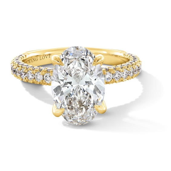 Vera Wang Love Collection 3-7/8 CT. T.w. Oval Certified Lab-Grown Diamond Engagement Ring in 14K Gold (F/Vs2)