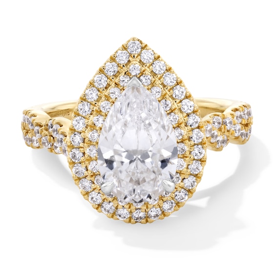 Vera Wang Love Collection 2-1/4 CT. T.w. Pear Certified Lab-Grown Diamond Double Frame Engagement Ring in 14K Gold