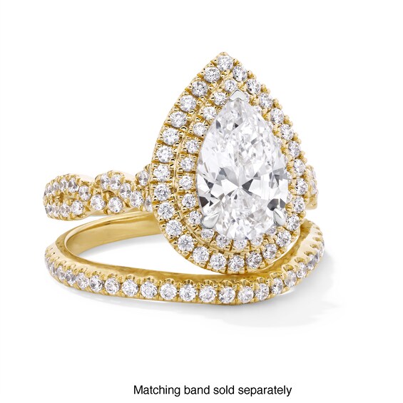 Vera Wang Love Collection 2-1/4 CT. T.w. Pear Certified Lab-Grown Diamond Double Frame Engagement Ring in 14K Gold