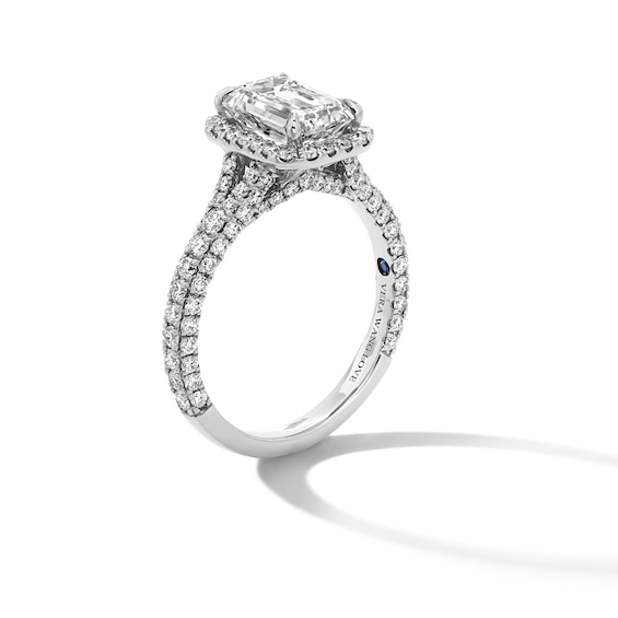 Vera Wang Love Collection 3 CT. T.w. Emerald Certified Lab-Grown Diamond Frame Engagement Ring in 14K White Gold