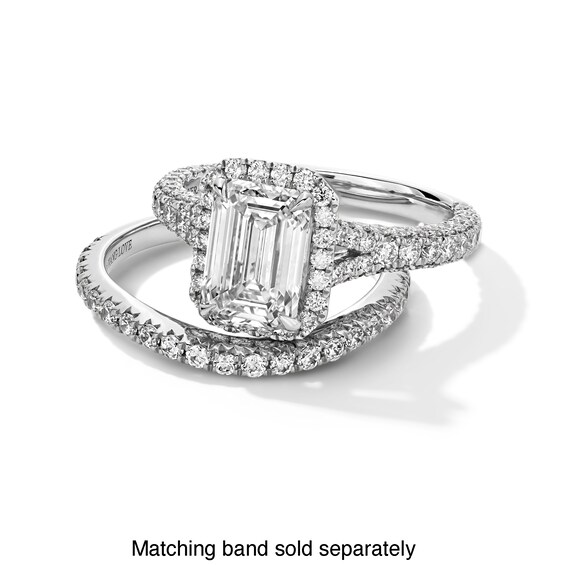 Vera Wang Love Collection 3 CT. T.w. Emerald Certified Lab-Grown Diamond Frame Engagement Ring in 14K White Gold