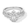 Thumbnail Image 1 of 1-1/2 CT. T.W. Pear-Shaped Diamond Frame Multi-Row Scallop Shank Engagement Ring in 14K White Gold - Size 7