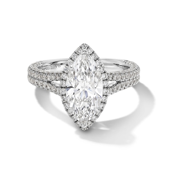 Vera Wang Love Collection 3 CT. T.w. Marquise Certified Lab-Grown Diamond Split Shank Engagement Ring in White Gold