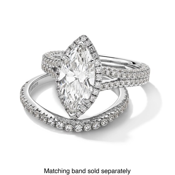 Vera Wang Love Collection 3 CT. T.w. Marquise Certified Lab-Grown Diamond Split Shank Engagement Ring in White Gold