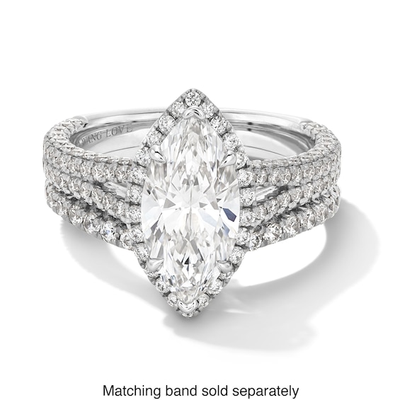 Vera Wang Love Collection 3 CT. T.w. Marquise Certified Lab-Grown Diamond Split Shank Engagement Ring in White Gold