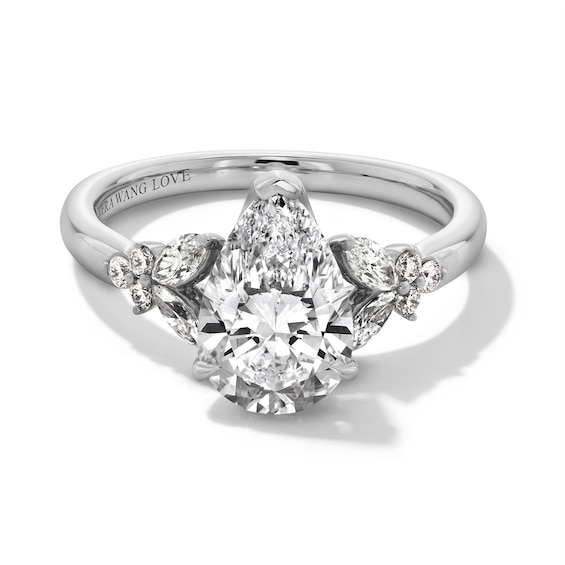 Vera Wang Love Collection 2-3/8 CT. T.w. Pear Certified Lab-Grown Diamond Floral Engagement Ring in 14K White Gold