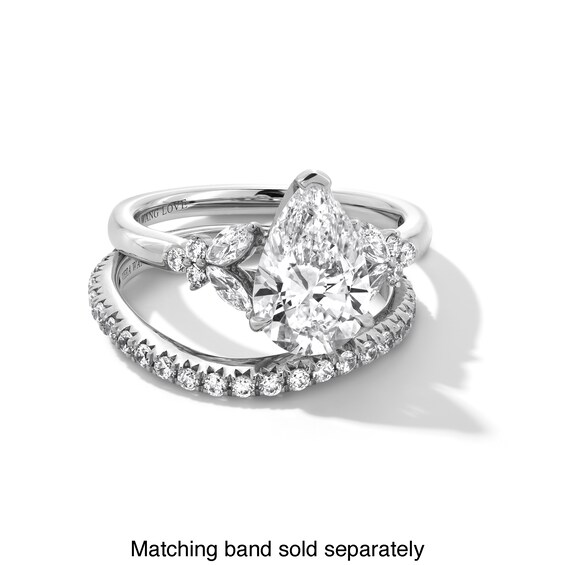 Vera Wang Love Collection 2-3/8 CT. T.w. Pear Certified Lab-Grown Diamond Floral Engagement Ring in 14K White Gold