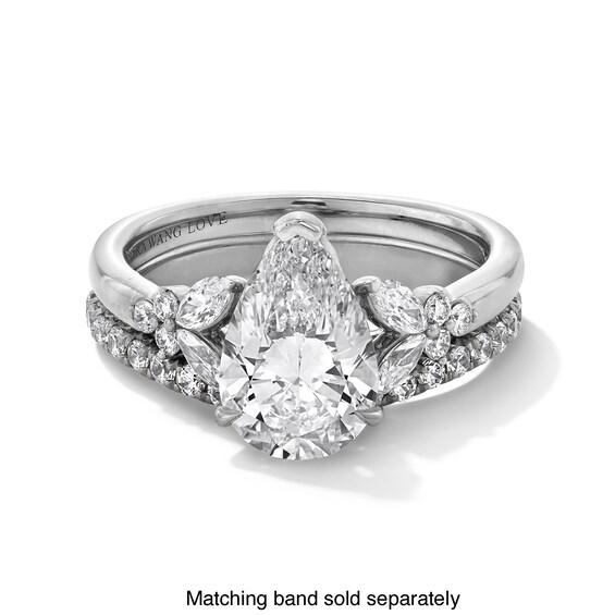 Vera Wang Love Collection 2-3/8 CT. T.w. Pear Certified Lab-Grown Diamond Floral Engagement Ring in 14K White Gold