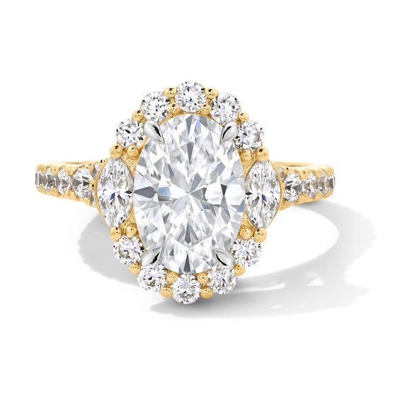 Vera Wang Love Collection 3 CT. T.w. Oval Certified Lab-Grown Diamond Scallop Engagement Ring in 14K Gold (F/Vs2)