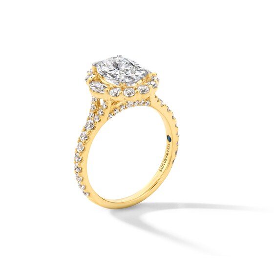 Vera Wang Love Collection 3 CT. T.w. Oval Certified Lab-Grown Diamond Scallop Engagement Ring in 14K Gold (F/Vs2)