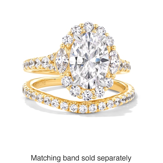 Vera Wang Love Collection 3 CT. T.w. Oval Certified Lab-Grown Diamond Scallop Engagement Ring in 14K Gold (F/Vs2)