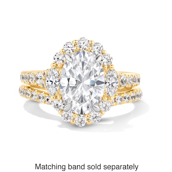 Vera Wang Love Collection 3 CT. T.w. Oval Certified Lab-Grown Diamond Scallop Engagement Ring in 14K Gold (F/Vs2)