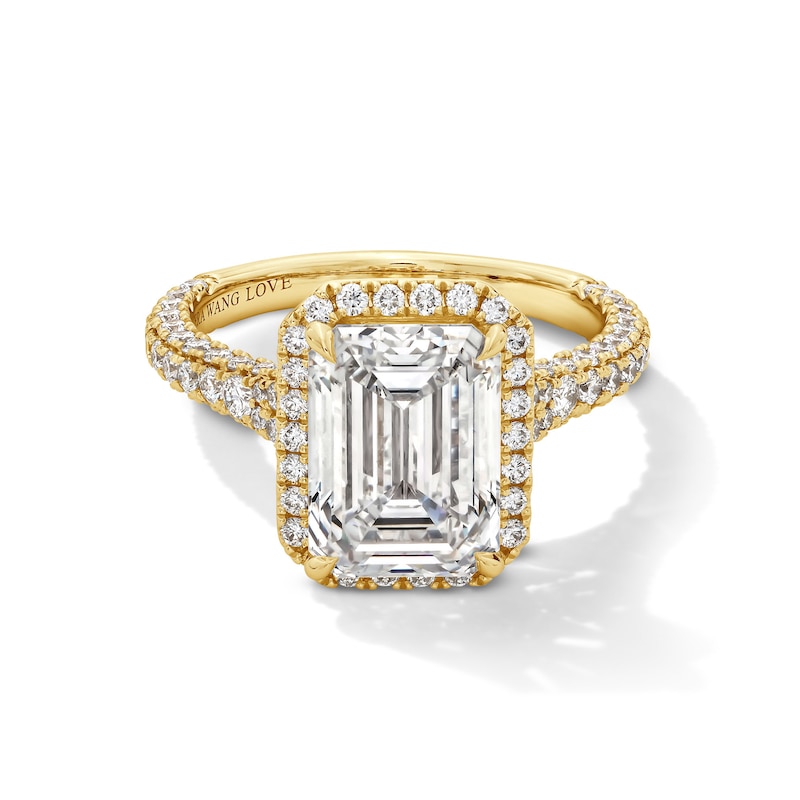 Main Image 1 of Vera Wang Love Collection 5 CT. T.W. Emerald Certified Lab-Grown Diamond Frame Engagement Ring in 14K Gold (F/VS2)