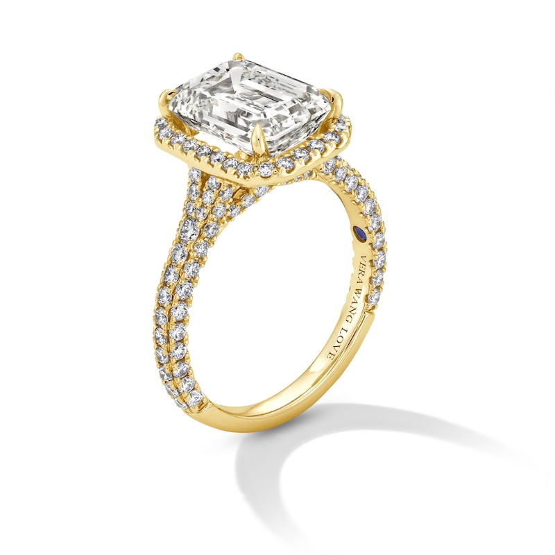 Main Image 2 of Vera Wang Love Collection 5 CT. T.W. Emerald Certified Lab-Grown Diamond Frame Engagement Ring in 14K Gold (F/VS2)