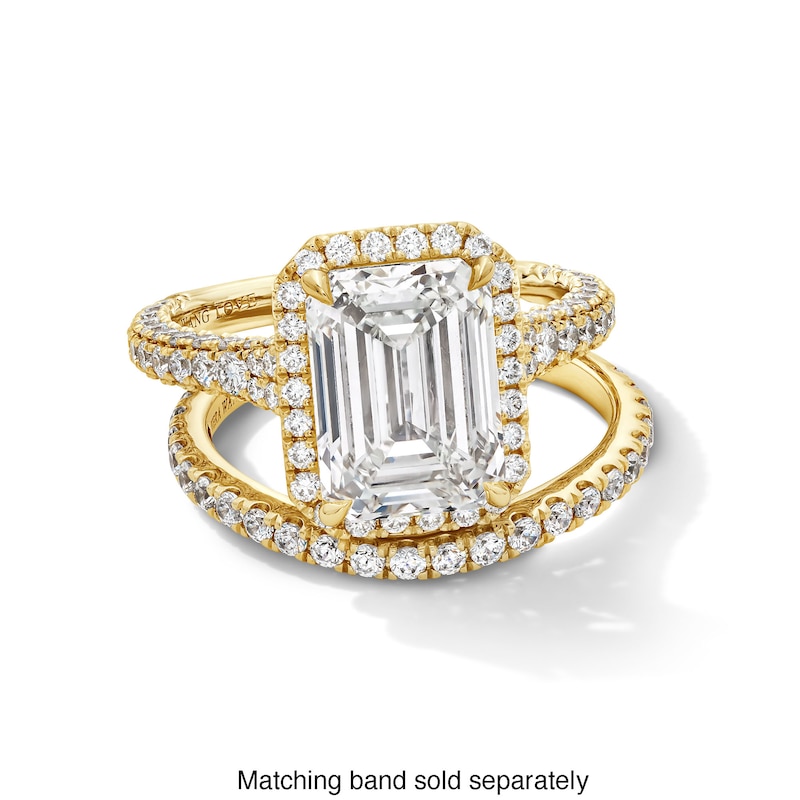 Main Image 3 of Vera Wang Love Collection 5 CT. T.W. Emerald Certified Lab-Grown Diamond Frame Engagement Ring in 14K Gold (F/VS2)