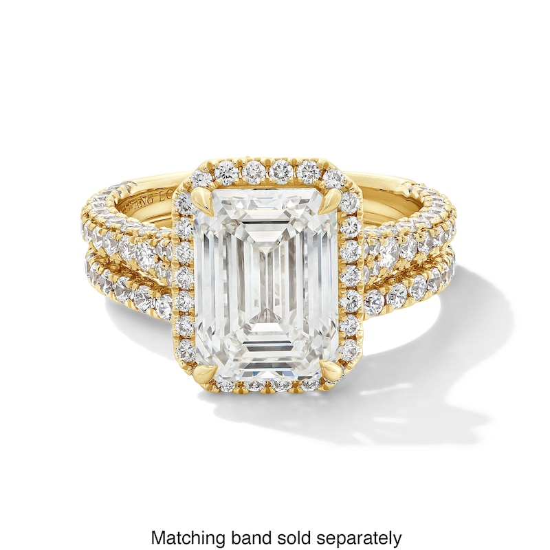 Main Image 4 of Vera Wang Love Collection 5 CT. T.W. Emerald Certified Lab-Grown Diamond Frame Engagement Ring in 14K Gold (F/VS2)