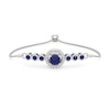 Thumbnail Image 1 of 5.0mm Blue and White Lab-Created Sapphire Frame Bolo Bracelet in Sterling Silver - 7.5"