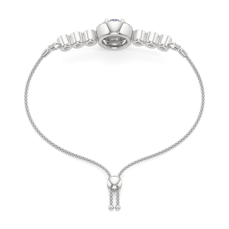 Main Image 2 of 5.0mm Blue and White Lab-Created Sapphire Frame Bolo Bracelet in Sterling Silver - 7.5"