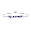 Thumbnail Image 1 of Multi-Shaped Blue and White Lab-Created Sapphire Cluster Bolo Bracelet in Sterling Silver - 7.5"