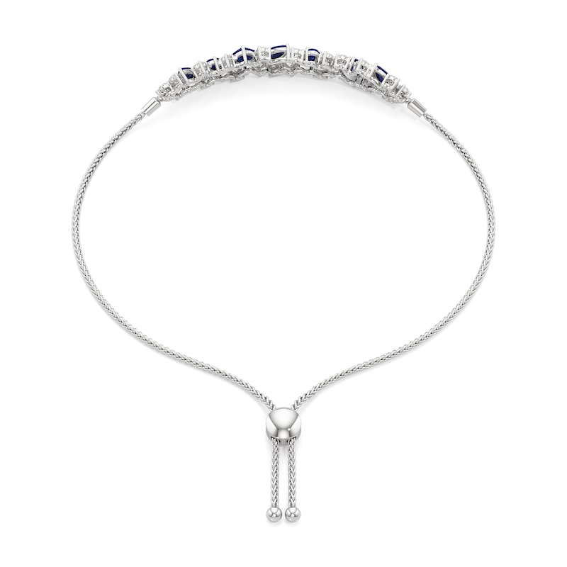 Main Image 2 of Multi-Shaped Blue and White Lab-Created Sapphire Cluster Bolo Bracelet in Sterling Silver - 7.5"