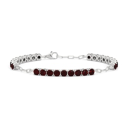 4.0mm Garnet Paper Clip Chain Bracelet in Sterling Silver - 7.5"