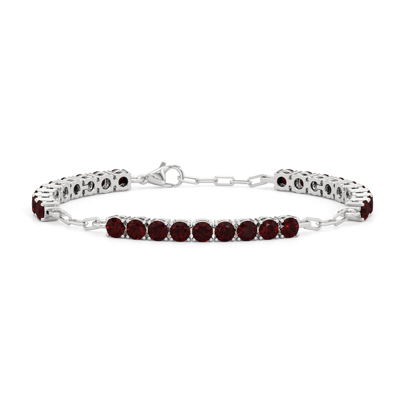 Main Image 1 of 4.0mm Garnet Paper Clip Chain Bracelet in Sterling Silver - 7.5"