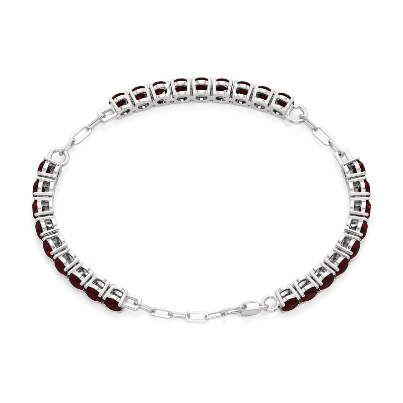 Main Image 2 of 4.0mm Garnet Paper Clip Chain Bracelet in Sterling Silver - 7.5"