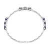 Thumbnail Image 2 of Oval Blue and White Lab-Created Sapphire Trio Alternating Link Chain Bracelet in Sterling Silver - 7.5"