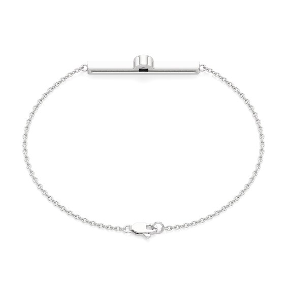 Lab-Created Emerald and White Lab-Created Sapphire Bar Bracelet in Sterling Silver - 7.5"