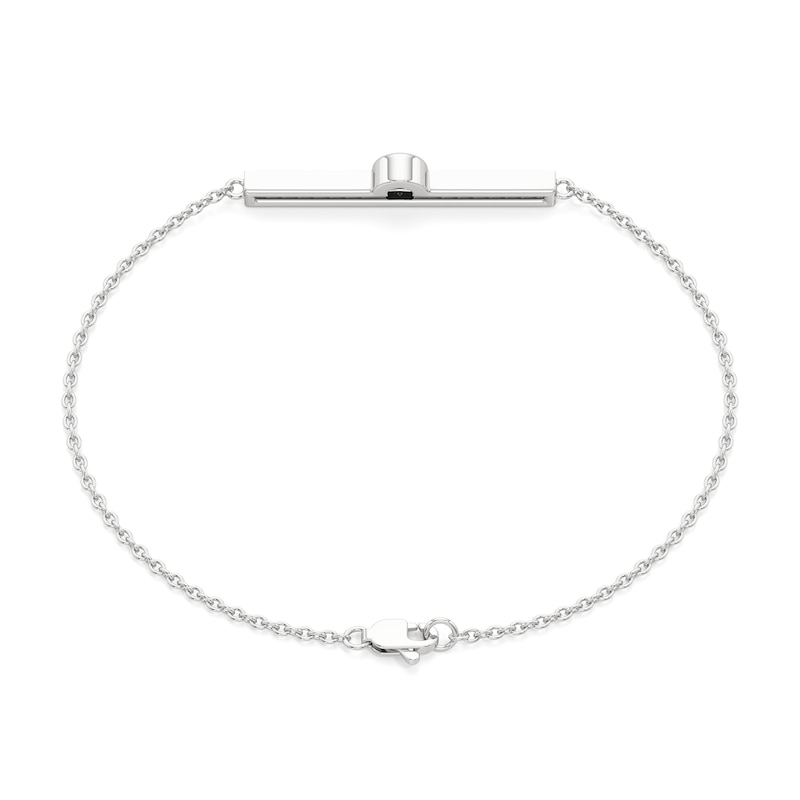 Main Image 2 of Lab-Created Emerald and White Lab-Created Sapphire Bar Bracelet in Sterling Silver - 7.5"