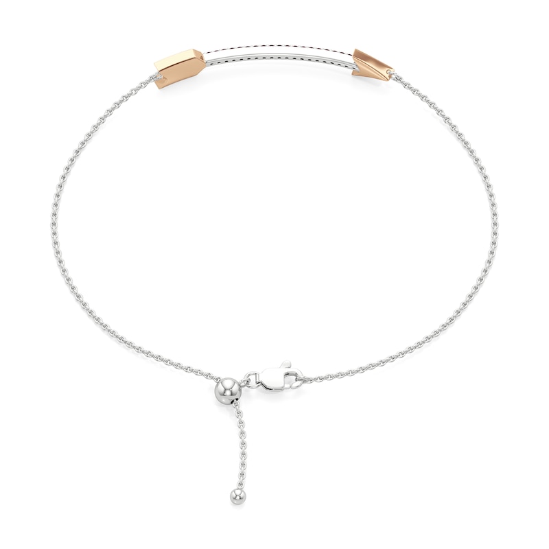 Main Image 2 of Lab-Created Ruby Arrow Bracelet in Sterling Silver and 14K Rose Gold Plate - 7.25"