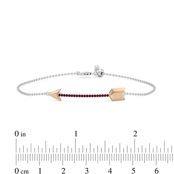 Lab-Created Ruby Arrow Bracelet in Sterling Silver and 14K Rose Gold Plate - 7.25"
