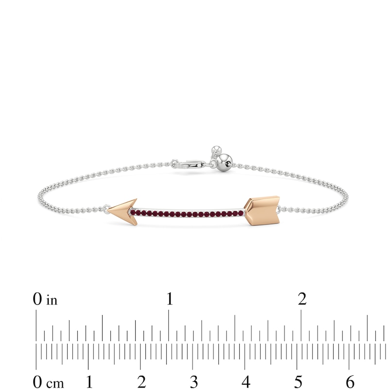 Main Image 3 of Lab-Created Ruby Arrow Bracelet in Sterling Silver and 14K Rose Gold Plate - 7.25"